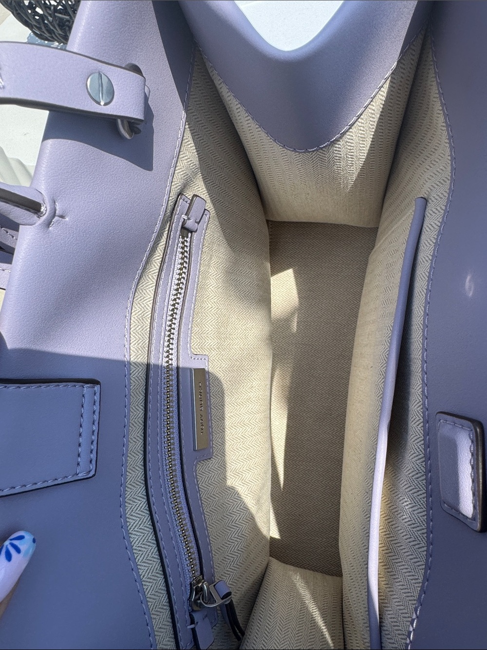 Tory Burch Lavender Leather Logo Tote - Picture 5 of 6